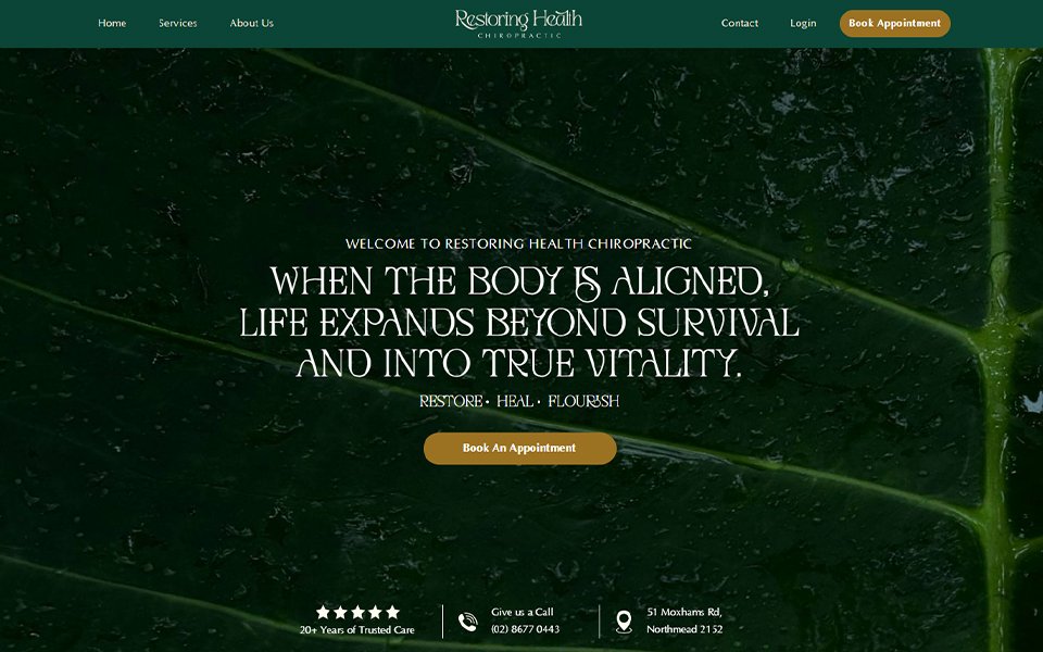 Restoring Health Chiropractic website